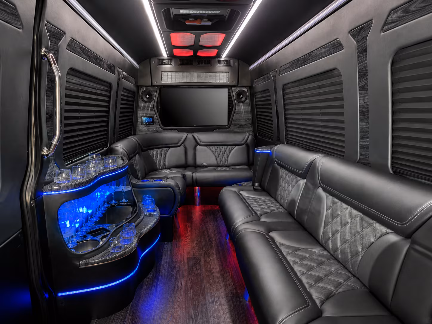 pharr 15 passenger party bus interior