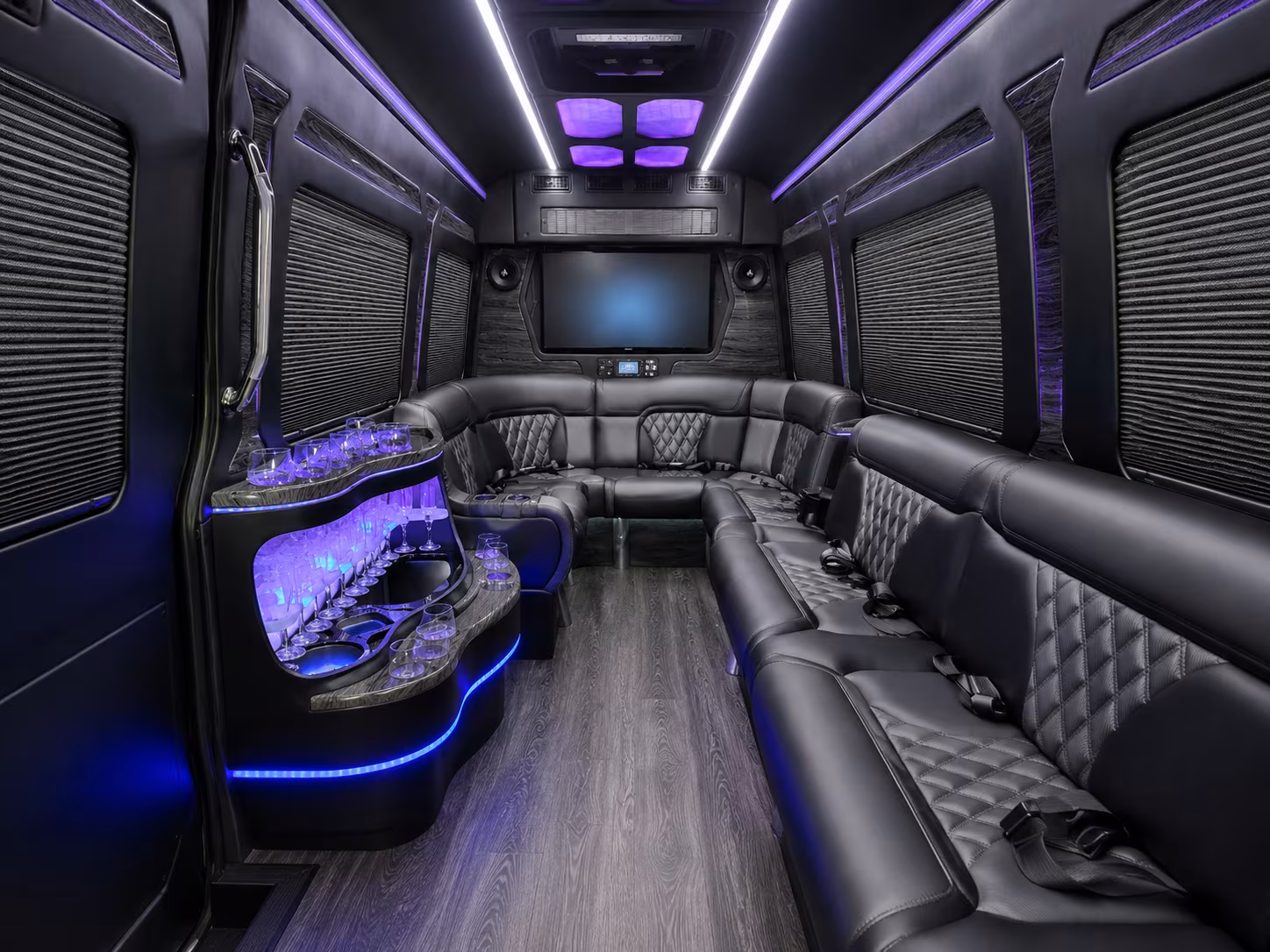 pharr 50 passenger party bus interior